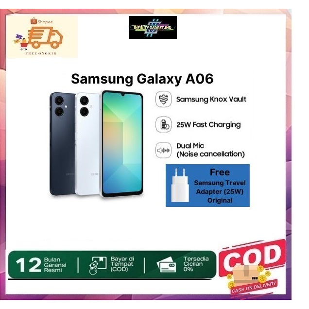 Samsung Galaxy A06 4/64GB 4/128GB Helio G85 5000 mAh RAM 4GB ROM 64GB 128GB Garansi Resmi