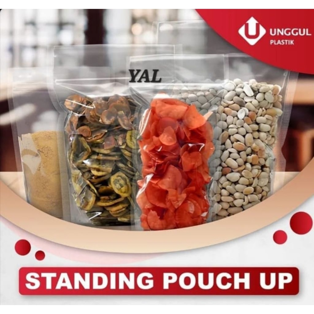 Standing Pouch / Plastik Snack Klip Ziplock Kemasan Makanan 1 Pack Isi 50 Lember