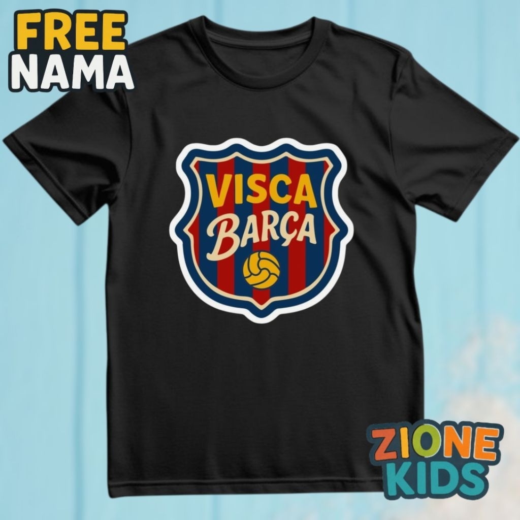 Kaos Anak VISCA BARCA Desain Bola Lucu – Baju Anak Laki Laki / Perempuan Motif Klub Sepak Bola - Zio
