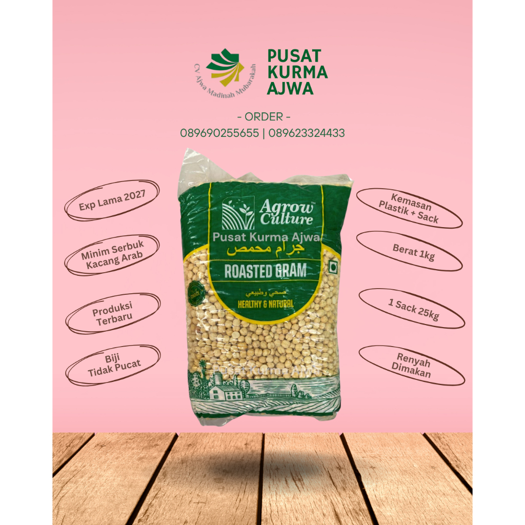 

GROSIR! Roasted Gram Agrow Culture 25KG | Kacang Arab Panggang Asli | Exp 2027