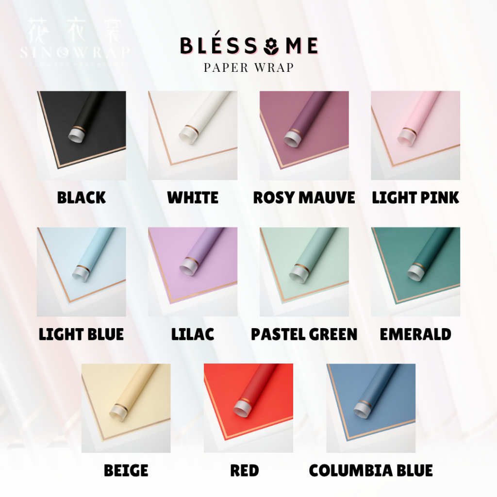 

(20 LEMBAR) Flower Wrapping Paper Gold Line Transparent / Transparan Gold Frame Kertas Buket Bunga Florist Cellophane Pembungkus Kertas Hand Bouquet