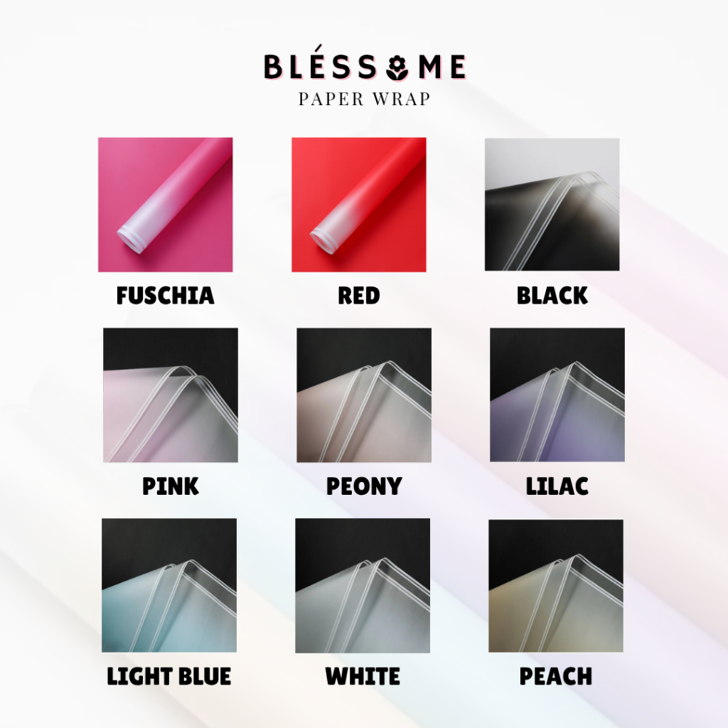 

(20 LEMBAR) Flower Wrapping Paper Gradation List / Gradient Double / Lis Putih Gradasi Kertas Buket