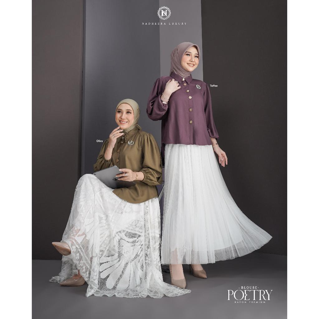 PO READY AGUSTUS POETRY BLOUS By Nadheera Luxury Terbaru BLOUSE Rayon ATASAN BAJU KERJA BLOUSE Nadhe