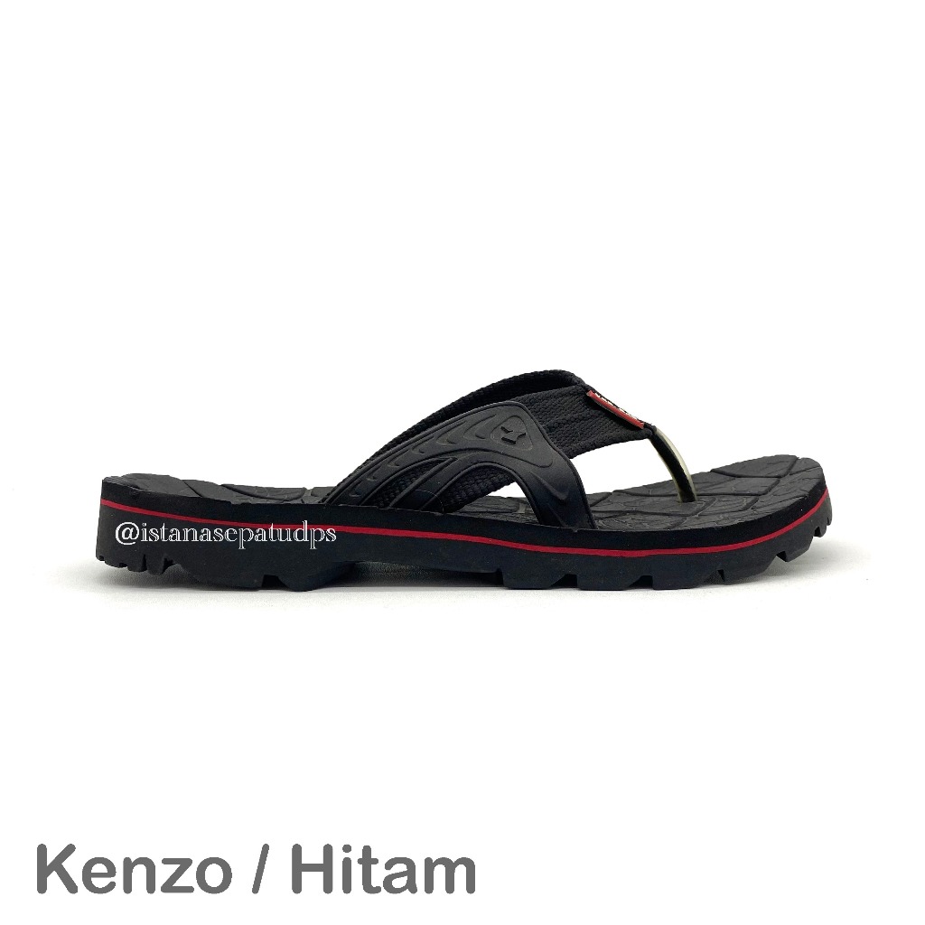 Sandal Jepit Pria Yastako Kenzo, Hitam & Abu, Size 39-43