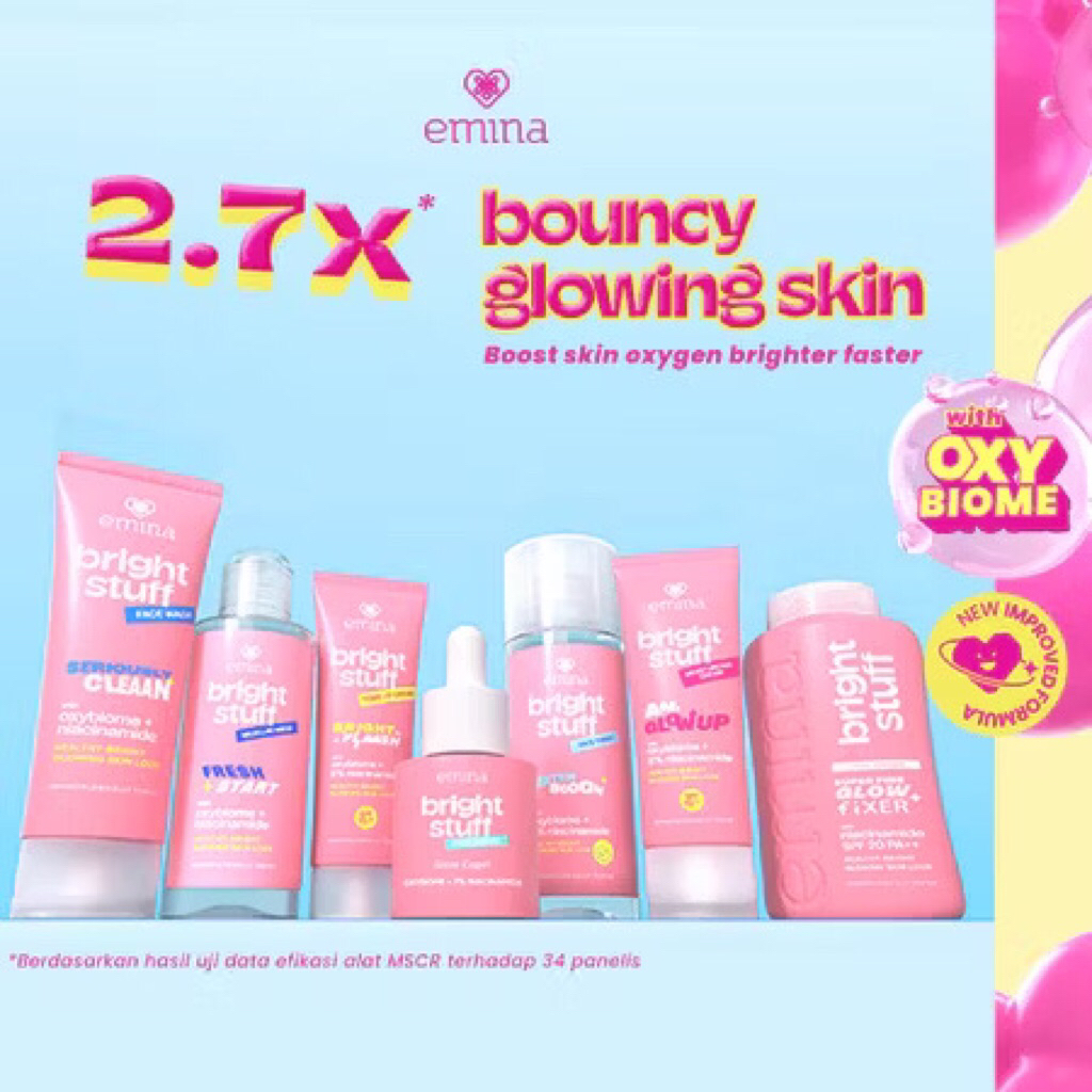 EMINA BRIGHT STUFF SERIES - Face Wash | Moisturizing Cream | Tone Up Cream | Toner | Micellar Water 