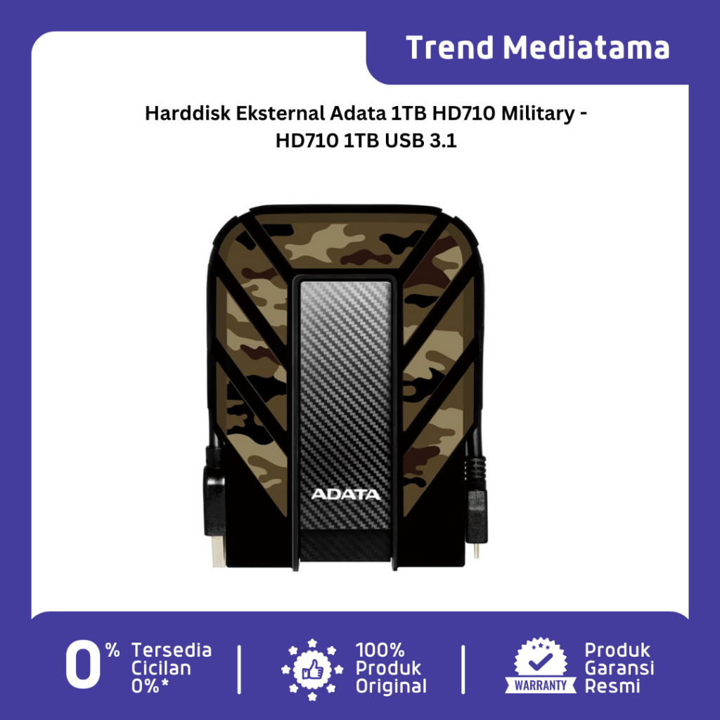 Hardisk Eksternal Military ADATA HD710 Pro 1TB USB 3.1 Antishock dan Waterproof