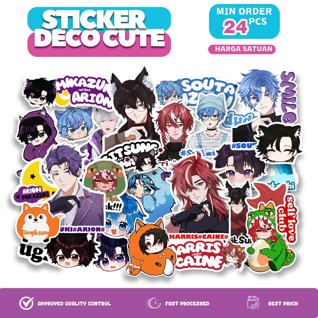 

YMS - FLASH SALE - ISI 25 PCS STICKER VTUBER - HARRIS SOUTA GIN ARION MINI DIE CUT - STICKER SET - STIKER - STIKER IMUT LUCU