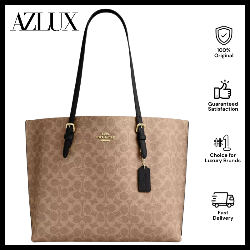 Coach Mollie Tote Bag In Signature Canvas Gold/Tan/Black