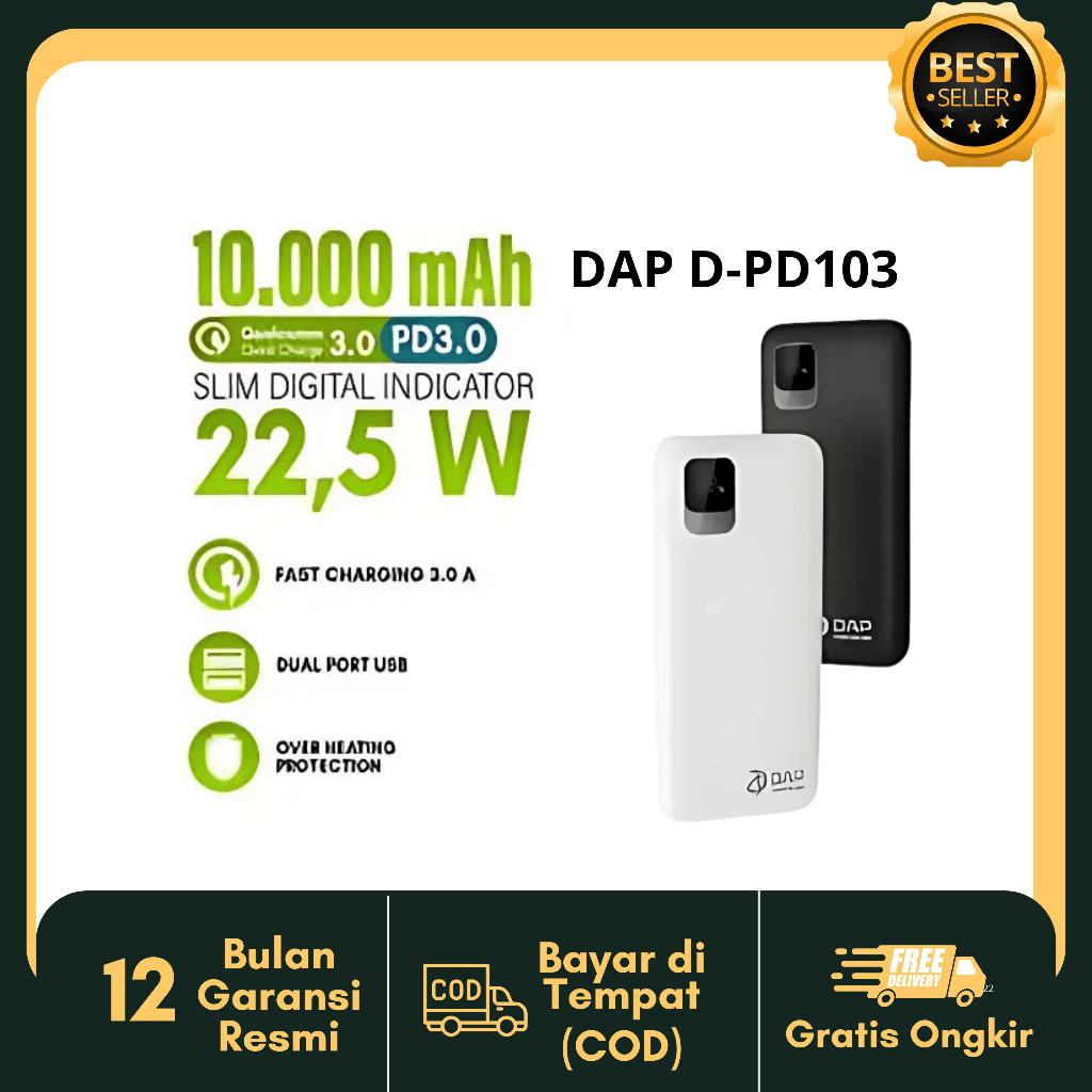 Powerbank Power Bank DAP D-PB103 10.000mAh Original DAP - acc grosir