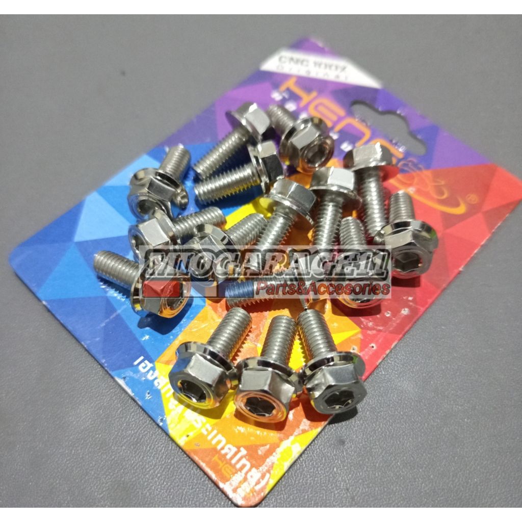 Baut Probolt Stainless 2kunci M6x15 Drat 10 Baut Tameng Knalpot Mio Sporty Smile Soul Fino Nouvo Aer