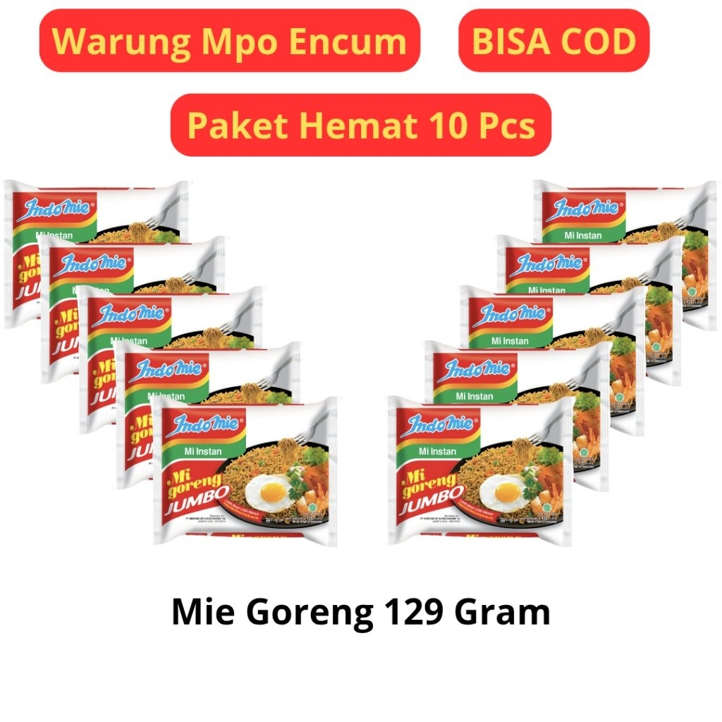 

Paket Hemat 10 Pcs Indomie Goreng Jumbo / Mie Instan Goreng 129 Gram