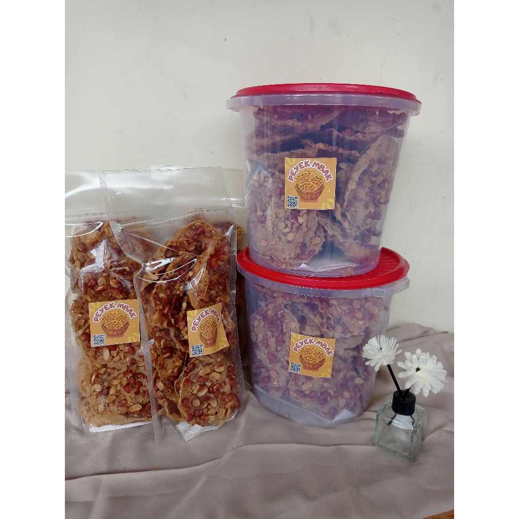 

Rempeyek peyek Kacang Tanah homemade dengan Toples uk 5 liter