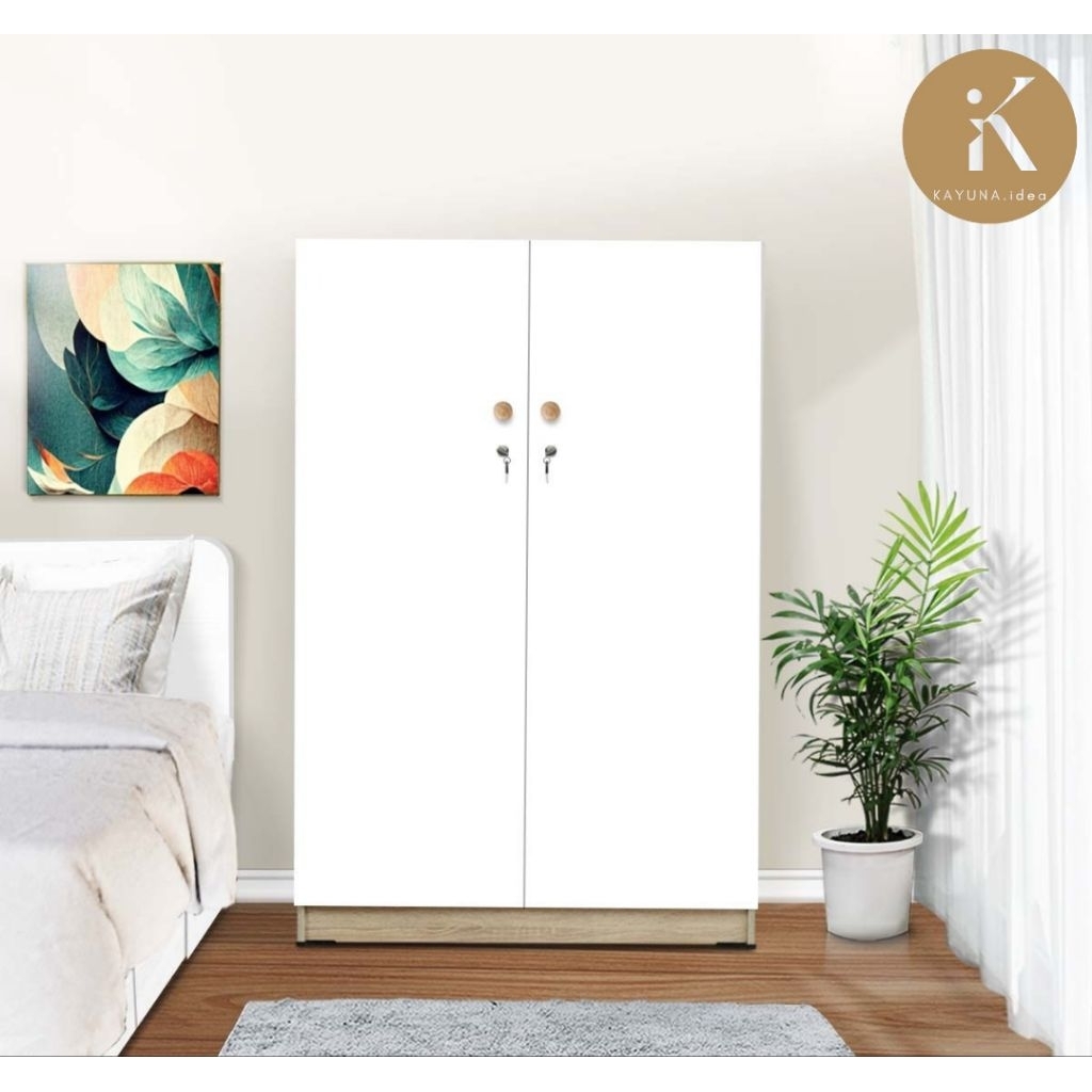 KAYUNA.idea Hayden Lemari 2 Pintu / Lemari Pakaian 2 Pintu /Lemari Baju/ Lemari Kayu 2 Pintu /Lemari