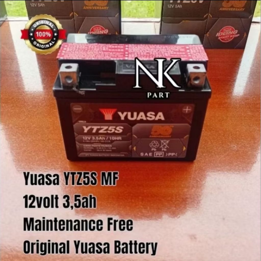 Aki Accu Motor Honda BeAT FI Karbu, Scoopy FI Karbu, Yuasa YTZ5S MF 3,7Ah