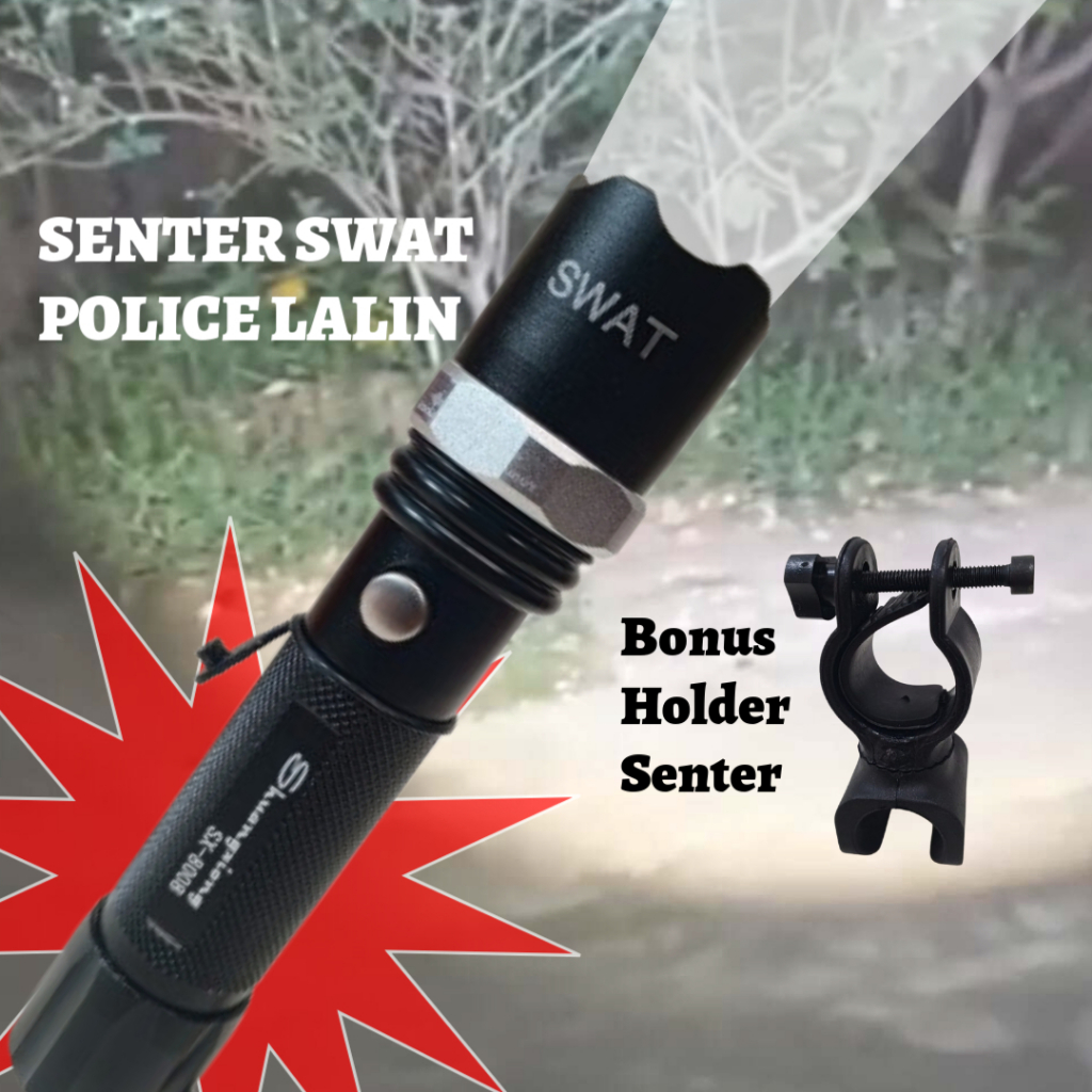 Senter Parkir Lalin LED Rechargeable Senter LED Super Terang Patroli Malam