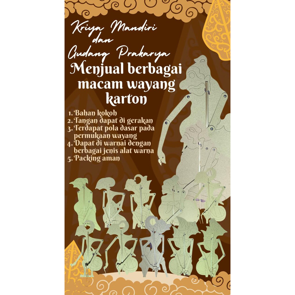wayang kertas karton,sudah berpola (beli banyak,harga GROSIR) wayang karton hardboard