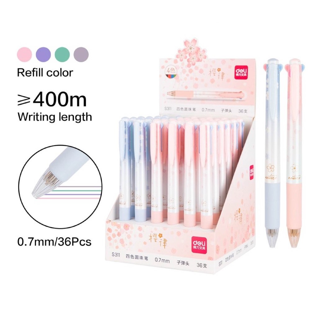 

Pulpen Pen Ballpoint 4 Warna DELI S-311 ( 0.7 mm )