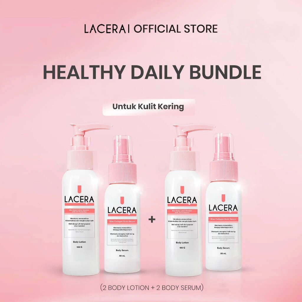 Lacera Body Lotion + Body Serum  (2X Melembabkan Untuk Kulit Kering Body Lotion UV Protection 100 Gr