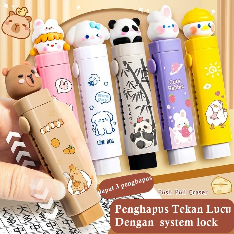 

[ORGM] Alat Tulis Kantor Perlengkapan Sekolah Penghapus Tekan Lucu dengan System Lock