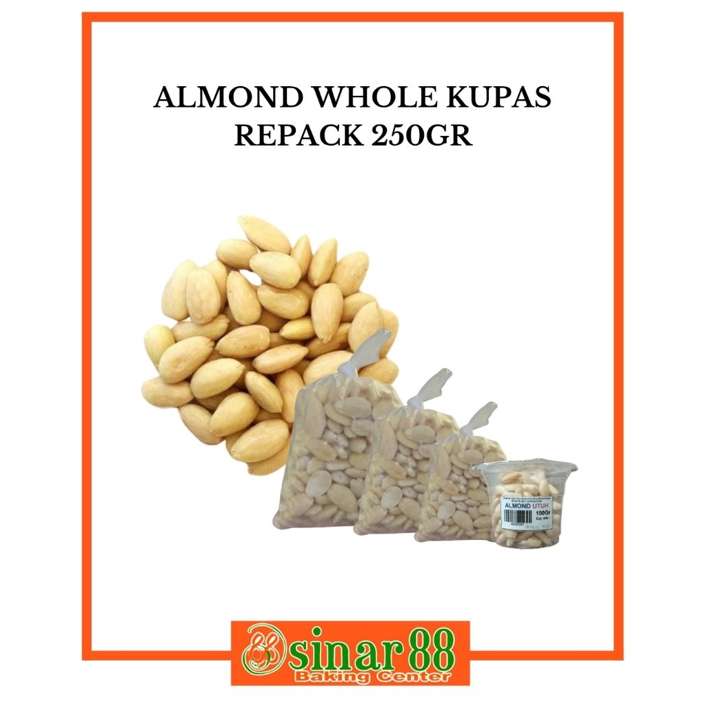 

ALMOND WHOLE KUPAS ( NON ROASTED) 250GR