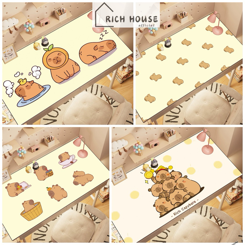 Taplak Meja Belajar Kapibara Capybara Anti Air/Alas Meja Capybara Kapybara PVC/Taplak Meja Kulit