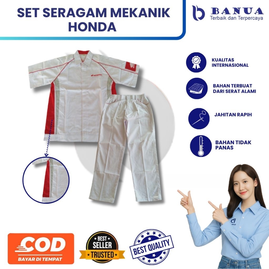 Seragam Standar Mekanik Honda | Baju Celana Mekanik | Baju Mekanik | Celana Mekanik |Seragam Bengkel