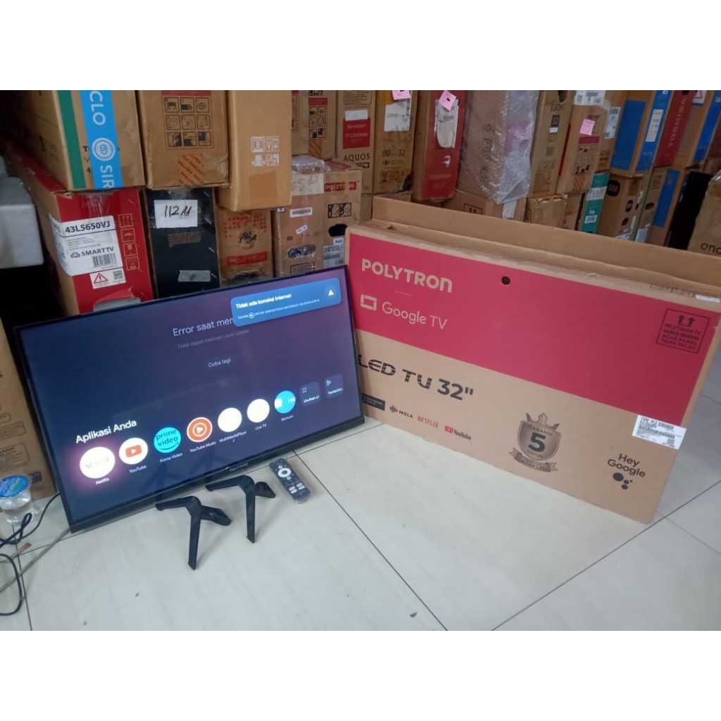 [+free packing kayu]TV LED SECOND POLYTRON 32 INCH GOOGLE TV BLUTOOHT WIFI NETFLIX YOUTUBE VOICE HDM