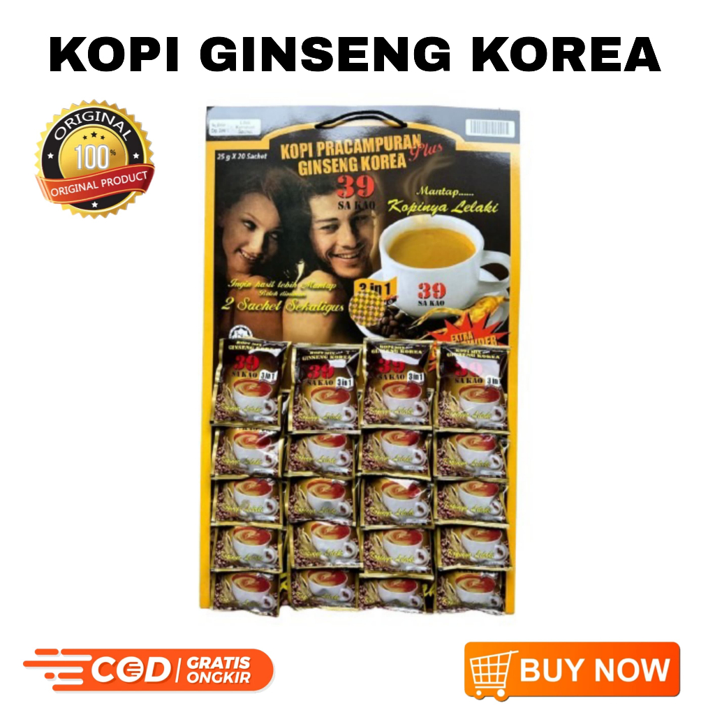 

[ 20 Sachet 1 Papan ] Kopi 39 Ginsng Korea Robusta Coffee