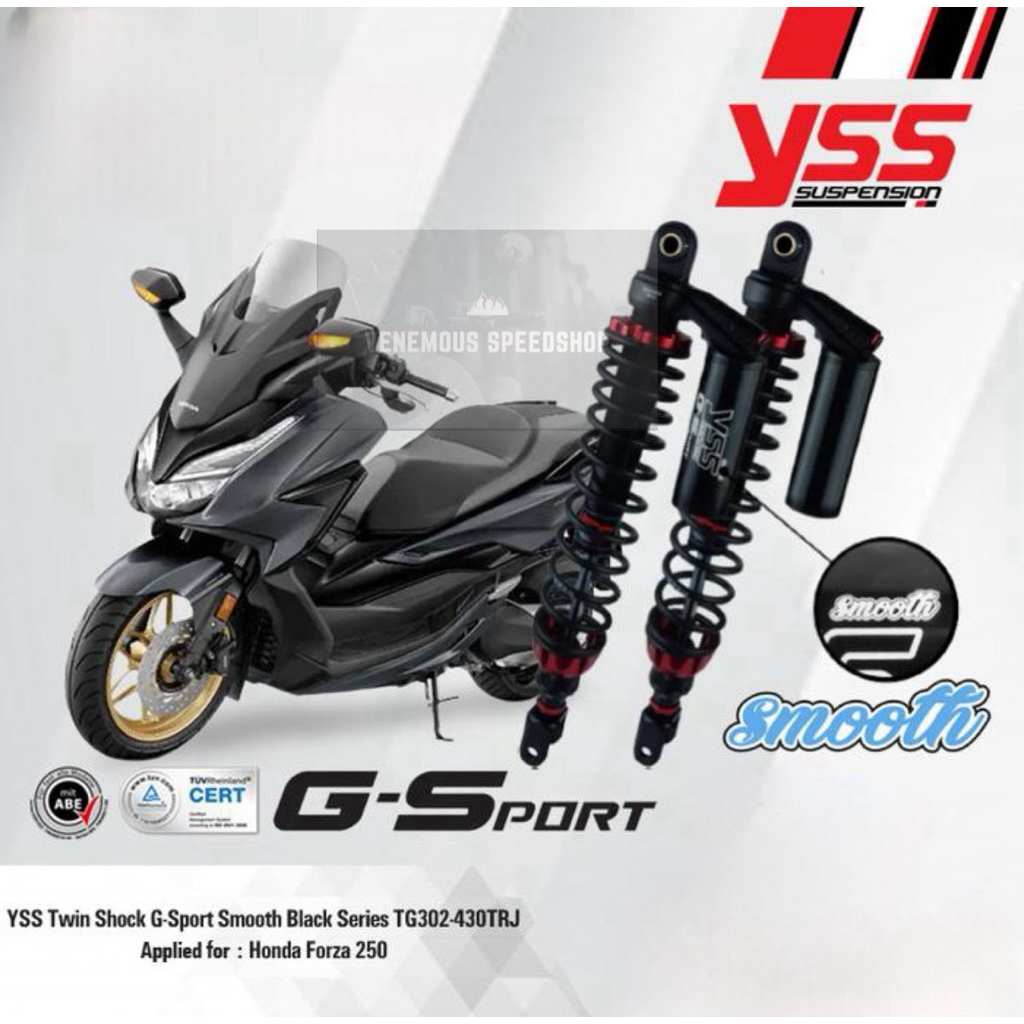 Shockbreaker Shock Yss G-Sport 430MM Black Smooth Series Honda Forza 250