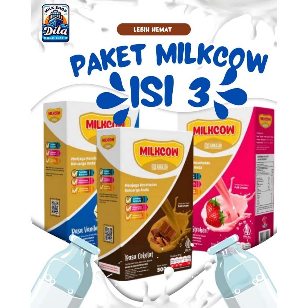 

3 x 500 gram paket hemat Milkcow / Milkcow Susu Bubuk / Milkcow Susu Keluarga
