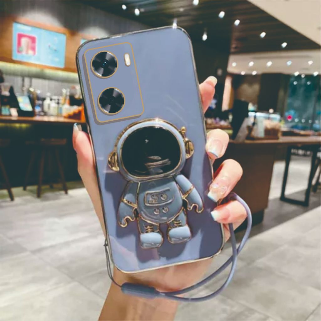 Case Oppo A57 | A77s  Astronot Stand Premium Free Tali Lanyard