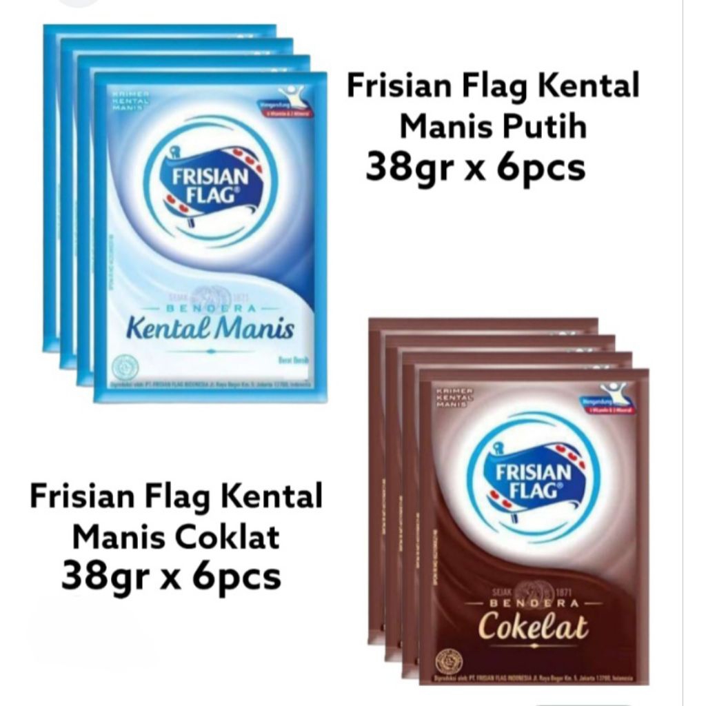 

susu kental manis coklat /putih sachet frisian flag isi 38g × 6 sachet