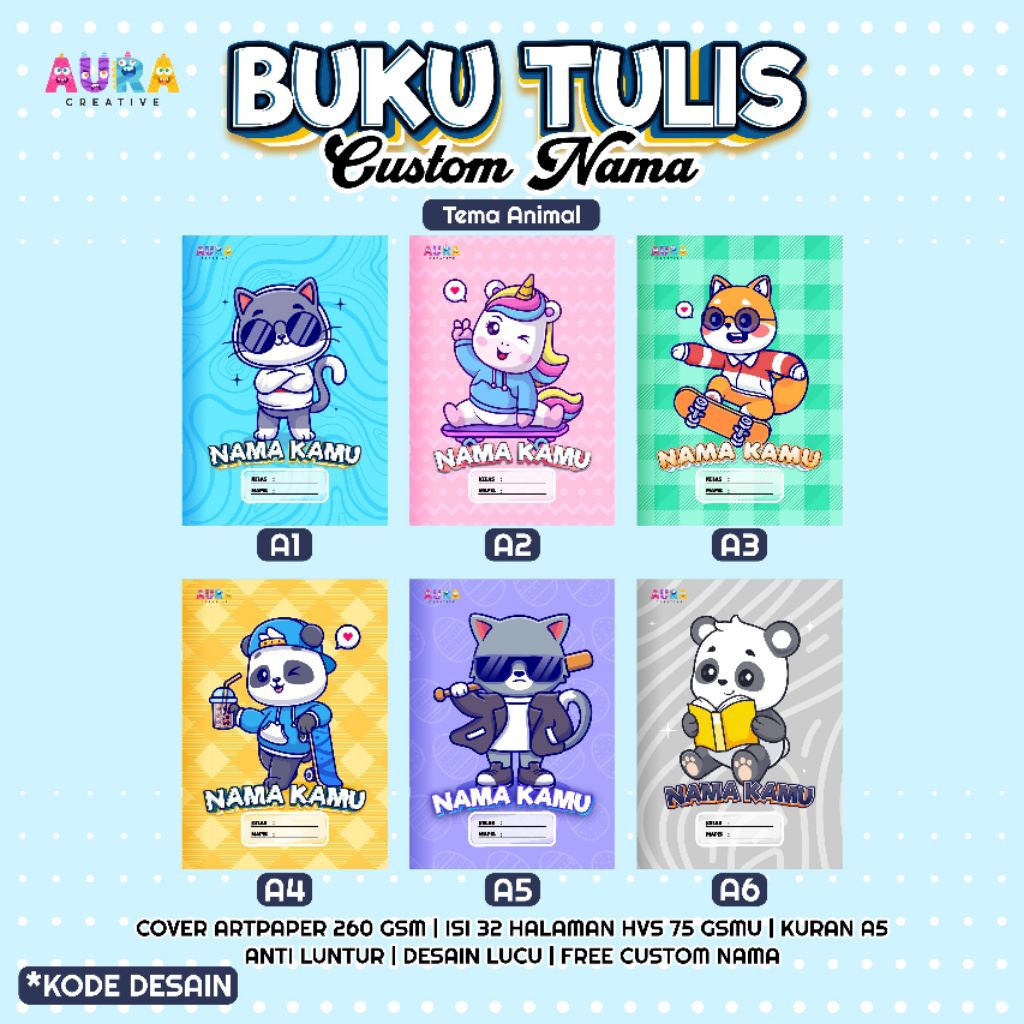 

BUKU TULIS CUSTOM NAMA TEMA ANIMAL