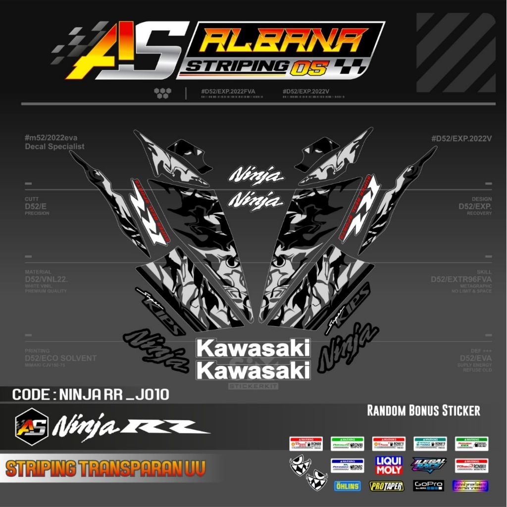 Striping transparan kawasaki ninja rr 2013/sticker ninja rr 2013