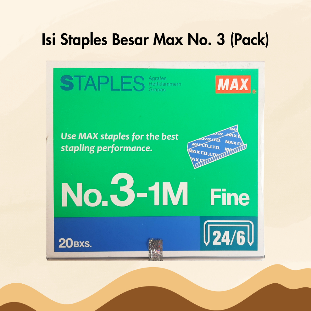 

Isi Staples Besar MAX No.3 1 Pack Isi 20 Kotak Refill Stapler Hekter Jeglokan