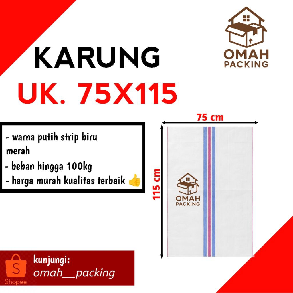karung plastik 75 x 115 CM KUALITAS PREMIUM, karung 75x115 CM, karung plastik 100 KG, karung beras 1