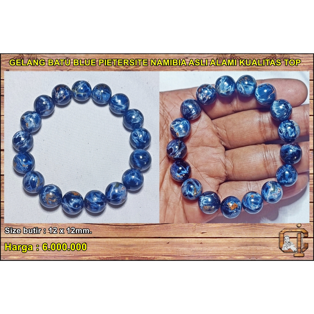 Gelang Batu Blue Pietersite Namibia Asli Alami Kualitas Top.