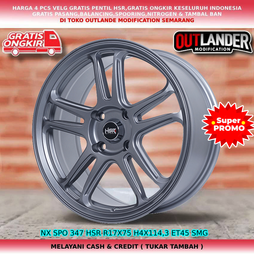 pelek promo r17 lobang 4 untuk mobil Cefiro Evalia Grand Livina Latio Galant Hiu dll hsr nxspo r17