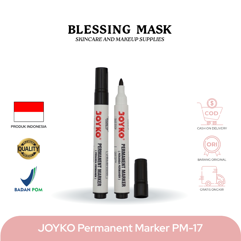 

JOYKO Permanent Marker | Spidol Permanen Black PM-17 | Blessingmask ACC
