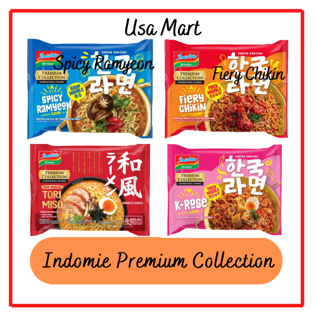 

Indomie Premium Collection Spicy Ramyeon / Fiery Chikin / Tori Miso / Korean K-Rose