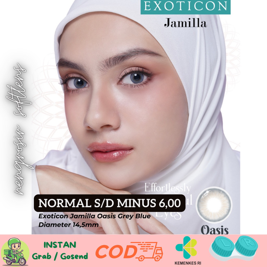 SOFTLENS MINUS X2 JAMILLA OASIS GREY BLUE FOR ARABIAN LOOK || GREY BLUE 14,5MM
