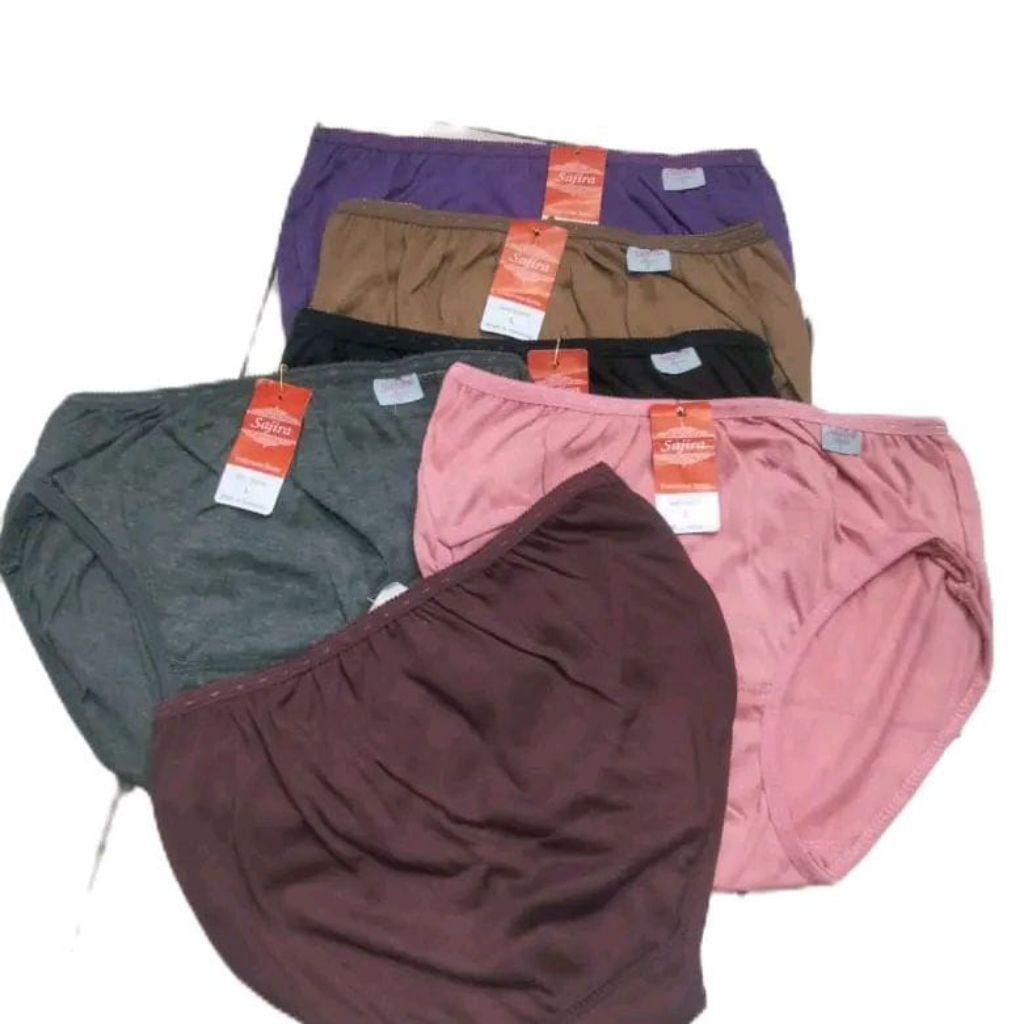 (6 pcs) Cd wanita polos warna/cd polos/cd bahan katun