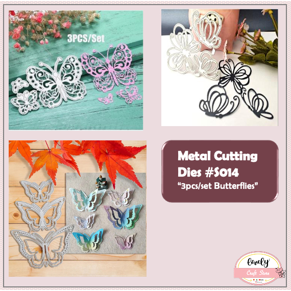 

LovelyCraftStore | Metal Cutting Dies S014 ~ Cetakan Stensil Metal Seri Kupu-kupu Butterfly 3pcs/set untuk mahar, journal, bujo scrapbook, kartu