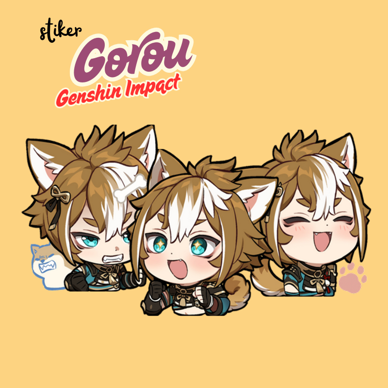 

Stiker Gouhou Genshin Impact | Sticker Merch Genshin Impact Gorou Vinyl Glossy Anti Air