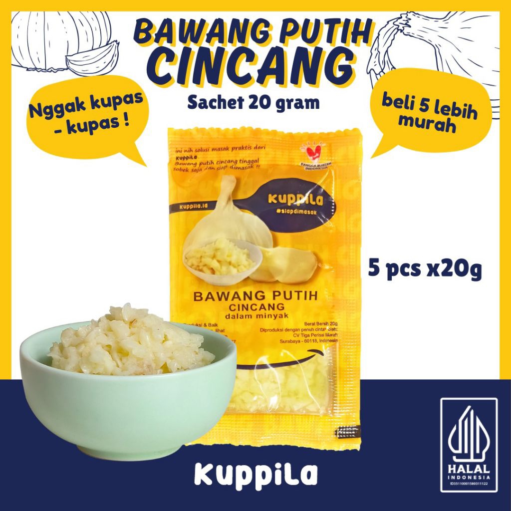

Kuppila Bawang putih cincang dalam minyak Sachet 50gr