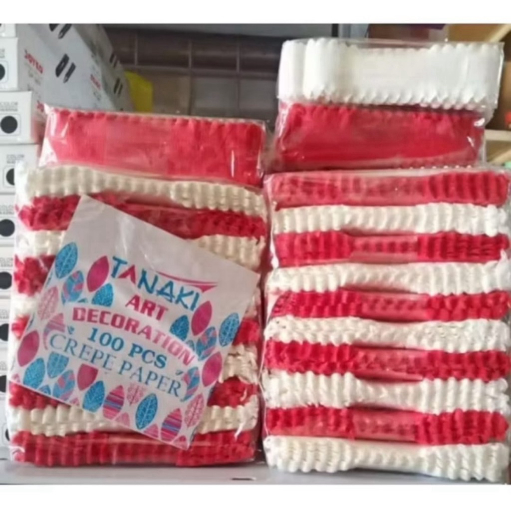 Kertas krep potong/kertas babat merah putih (1 pack isi 100pcs/lembar)/dekorasi hiasan hut RI/17 agu