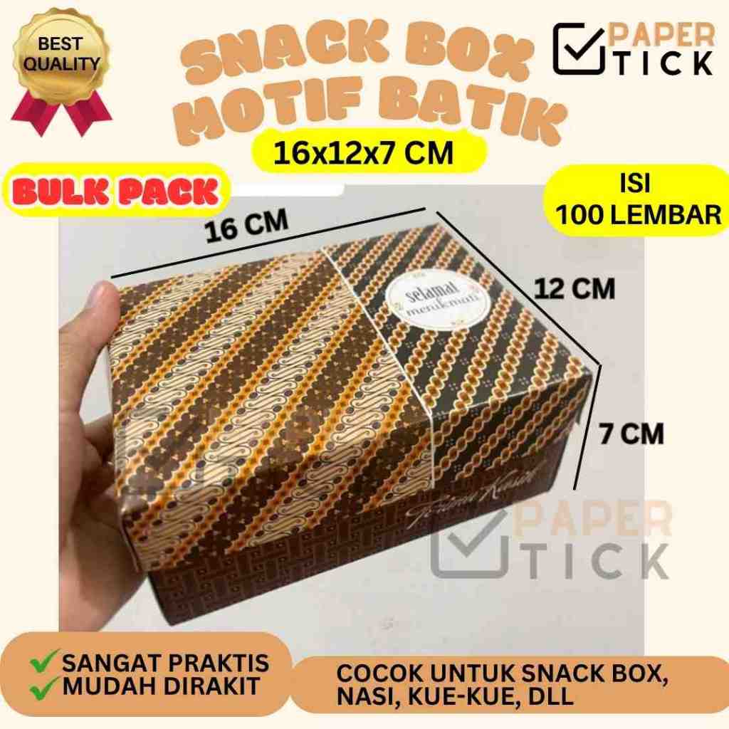 

(BULK PACK isi 100 lembar) Dus Nasi / Dus Snack Motif BATIK / Box Kue / Snack Box 16x12x7 CM