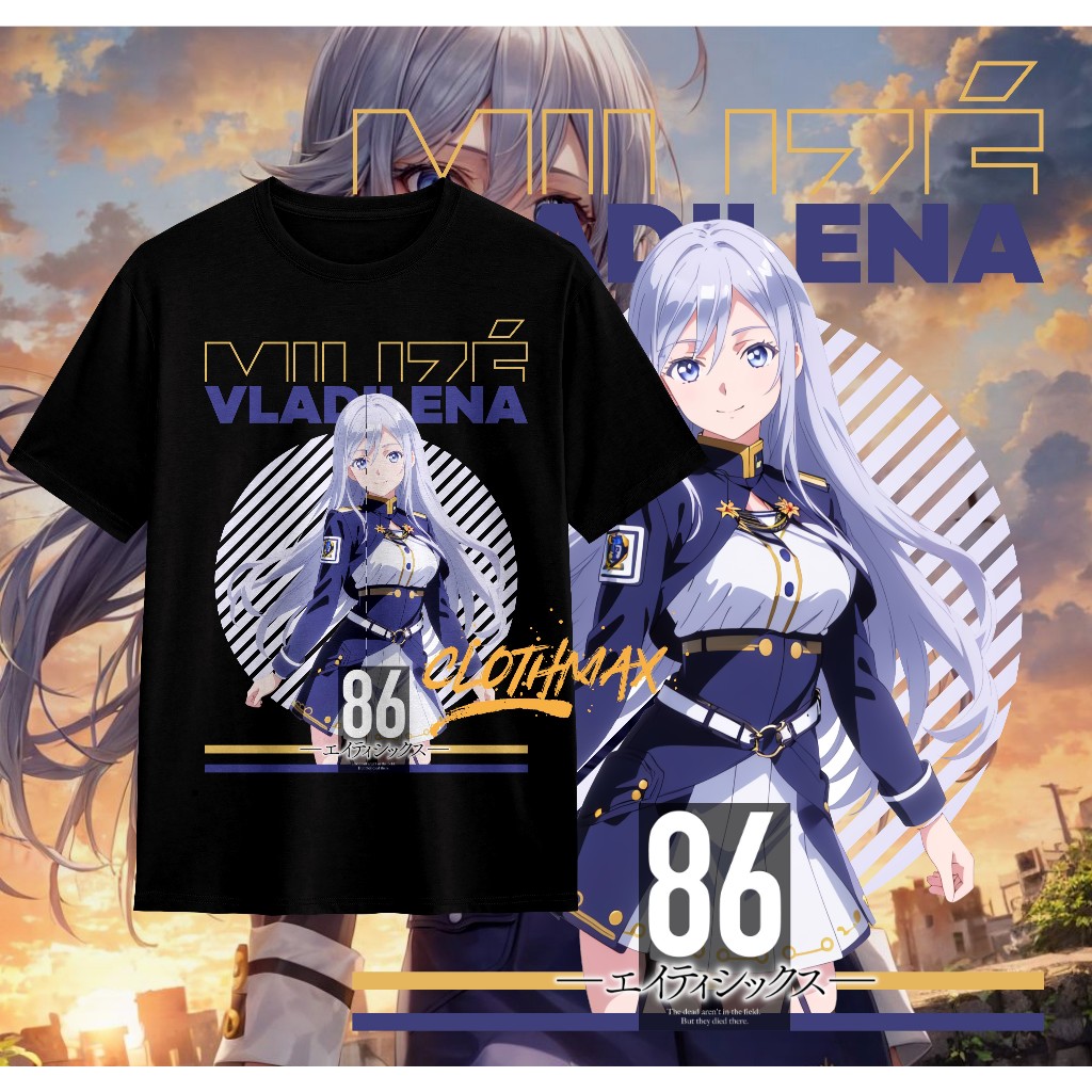 Kaos Tshirt Anime 86 (eighty six) Baju Milize Vladilena - Anju Emma - Kurena Kukumila - Baju Murah