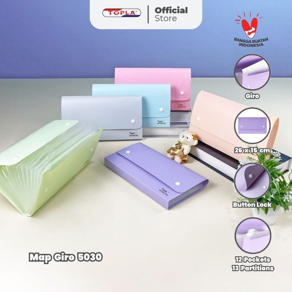 

Map Giro Kancing dompet giro tabungan nota cek kwitansi pastel Topla 5030