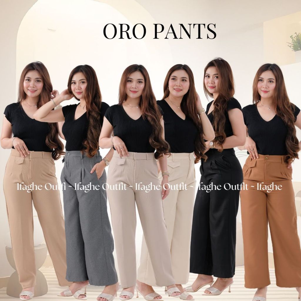 Oro Pants Celana Panjang Wanita Highwaist Semi Wol Stylish Cocok Untuk Kerja Kuliah Hang Out Formal 